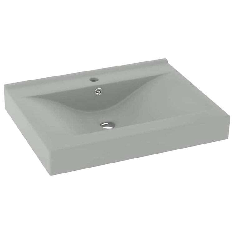 Vidaxl wastafel met kraangat 60x46 cm keramiek mat lichtgrijs
