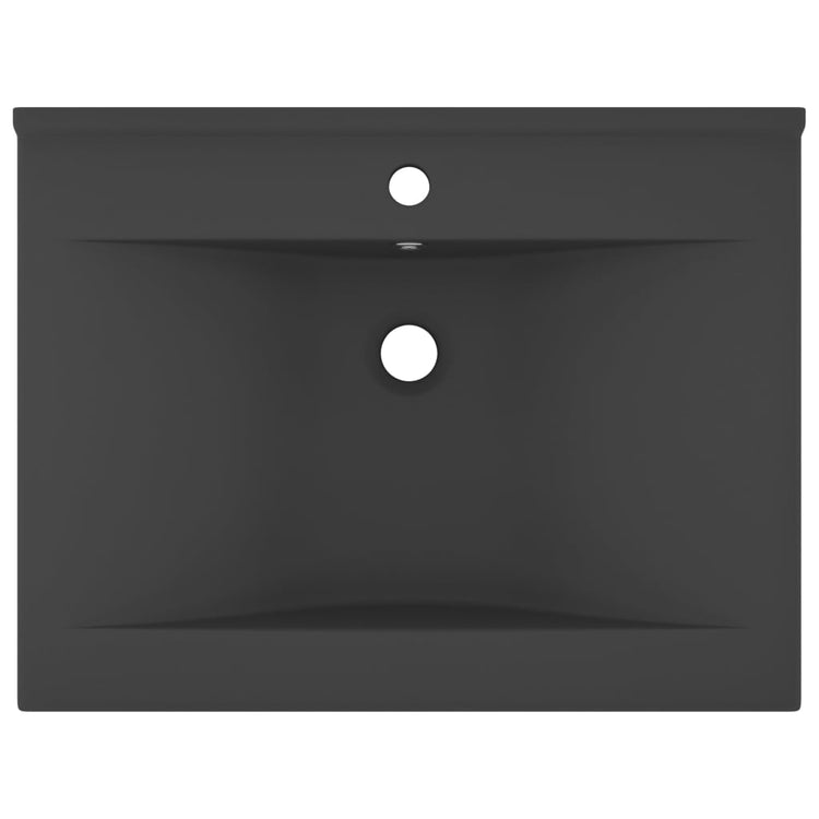 Vidaxl wastafel met kraangat 60x46 cm keramiek mat donkergrijs