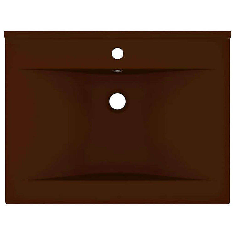 Vidaxl wastafel met kraangat 60x46 cm keramiek mat donkerbruin