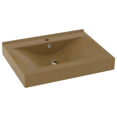 Vidaxl wastafel met kraangat 60x46 cm keramiek matcrème
