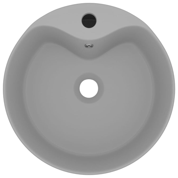 Vidaxl wastafel met overloop 36x13 cm keramiek mat lichtgrijs