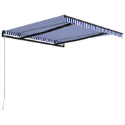 VidaXL Luifel handmatig uittrekbaar 350x250 cm blauw en wit - afbeelding 3