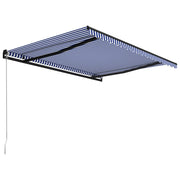 VidaXL Luifel handmatig uittrekbaar 400x300 cm blauw en wit - afbeelding 3