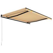 VidaXL Luifel handmatig uittrekbaar 400x300 cm geel en wit - afbeelding 3