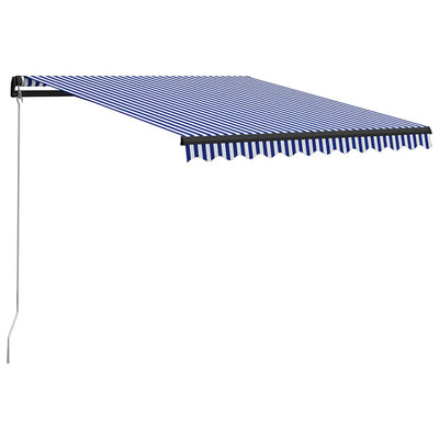 Vidaxl luifel handmatig uittrekbaar met led 300x250 cm blauw en wit