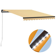 Vidaxl luifel handmatig uittrekbaar met led 300x250 cm geel en wit - afbeelding 1