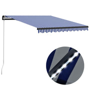 VidaXL Luifel handmatig uittrekbaar met LED 350x250 cm blauw en wit - afbeelding 1