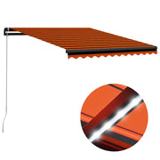 Vidaxl luifel handmatig uittrekbaar met led 350x250 cm oranje en bruin - afbeelding 1