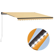 VidaXL Luifel handmatig uittrekbaar met LED 400x300 cm geel en wit - afbeelding 1