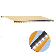 VidaXL Luifel handmatig uittrekbaar met LED 600x300 cm geel en wit - afbeelding 1
