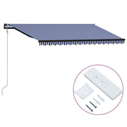 VidaXL Luifel automatisch uittrekbaar 400x300 cm blauw en wit - afbeelding 1