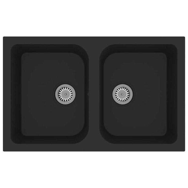 Vidaxl keukenwasbak zwart 76 x 48 x 30 cm kwarts en hars