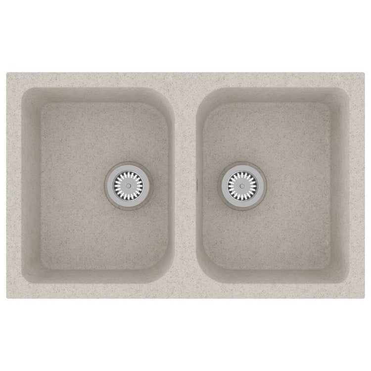 Vidaxl keukenwasbak beige 76 x 48 x 30 cm kwarts en hars