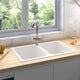 Vidaxl keukenwasbak kwarts en hars 76 x 48 x 30 cm wit