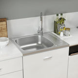 Vidaxl gootsteen met afvoerset 600x500x155 mm roestvrij staal zilver - afbeelding 3