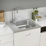 Vidaxl gootsteen met afvoerset 600x500x155 mm roestvrij staal zilver - afbeelding 1