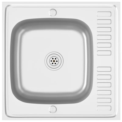 Vidaxl gootsteen met afvoerset 600x600x155 mm roestvrij staal zilver