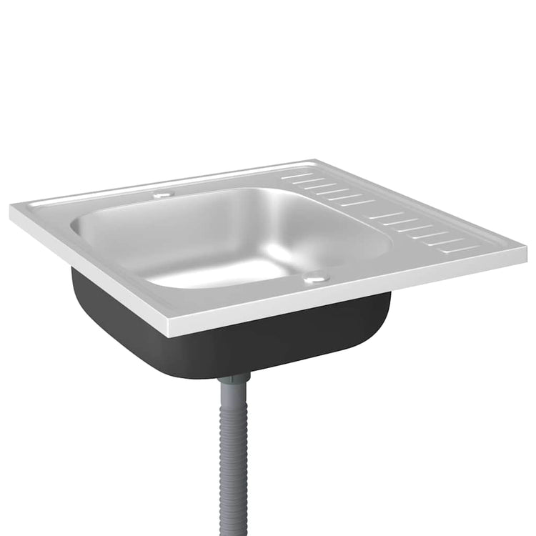 Vidaxl gootsteen met afvoerset 600x600x155 mm roestvrij staal zilver