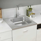 Vidaxl gootsteen met afvoerset 600x600x155 mm roestvrij staal zilver - afbeelding 3