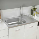Vidaxl gootsteen met afvoerset 800x500x155 mm roestvrij staal zilver - afbeelding 3