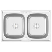 Vidaxl gootsteen dubbele bakken 800x500x155 mm roestvrij staal zilver - afbeelding 2