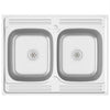 Vidaxl gootsteen met dubbele bak 800x600x155 mm roestvrij staal zilver