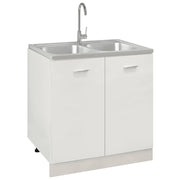 Vidaxl gootsteen met dubbele bak 800x600x155 mm roestvrij staal zilver - afbeelding 3