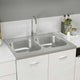 Vidaxl gootsteen met dubbele bak 800x600x155 mm roestvrij staal zilver