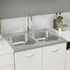 Vidaxl gootsteen met dubbele bak 800x600x155 mm roestvrij staal zilver