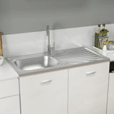VidaXL Gootsteen met afvoerset 1000x500x155 mm roestvrij staal zilver - afbeelding 1