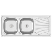 Vidaxl gootsteen dubbele bakken 1200x500x155 mm roestvrij staal zilver - afbeelding 2
