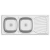 Vidaxl gootsteen dubbele bak 1200x600x155 mm roestvrij staal zilver