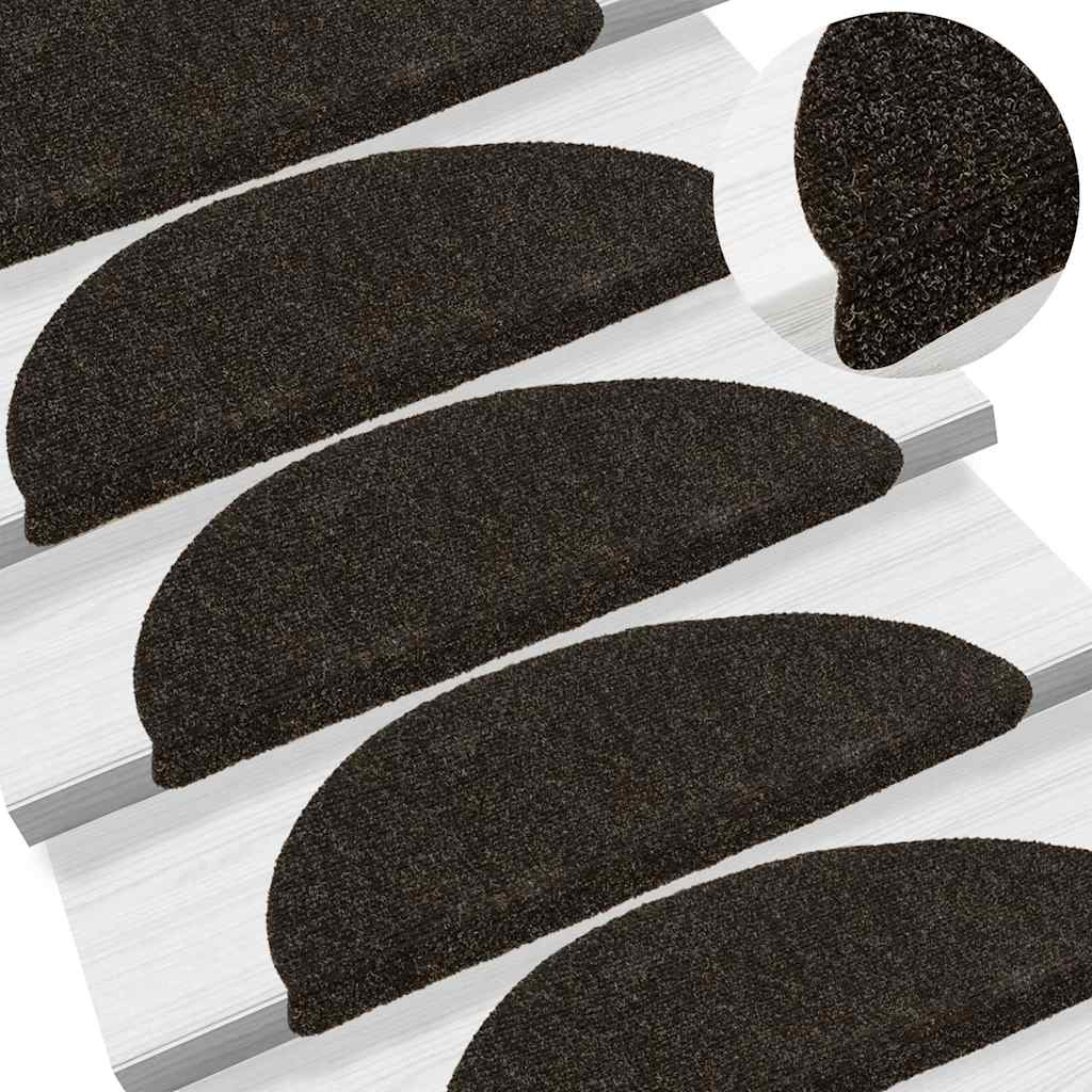 Vidaxl trapmatten zelfklevend 15 stuks 56x17x3 cm donkerbruin halfrond