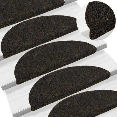 Vidaxl trapmatten zelfklevend 15 stuks 56x17x3 cm donkerbruin halfrond