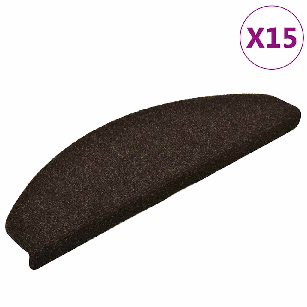 Vidaxl trapmatten zelfklevend 15 stuks 65x21x4 cm donkerbruin