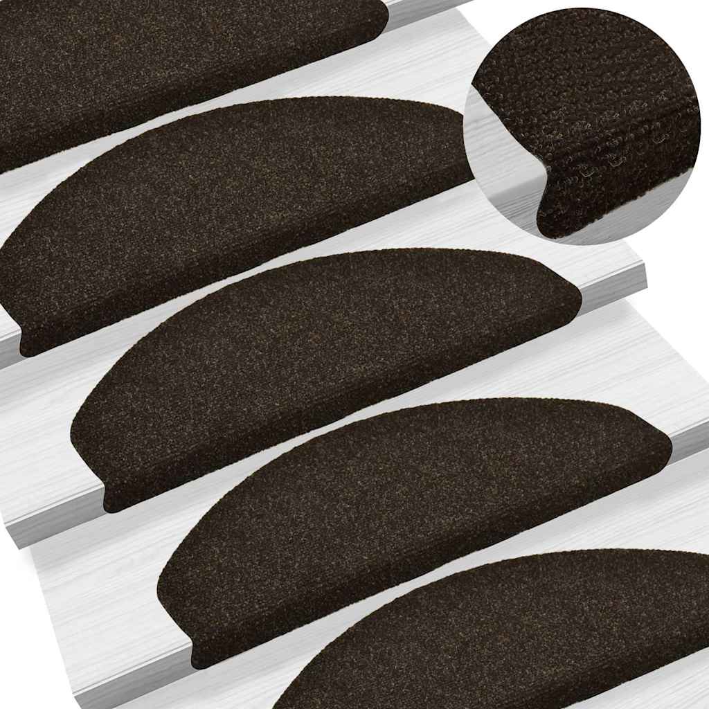 Vidaxl trapmatten zelfklevend 15 stuks 65x21x4 cm donkerbruin