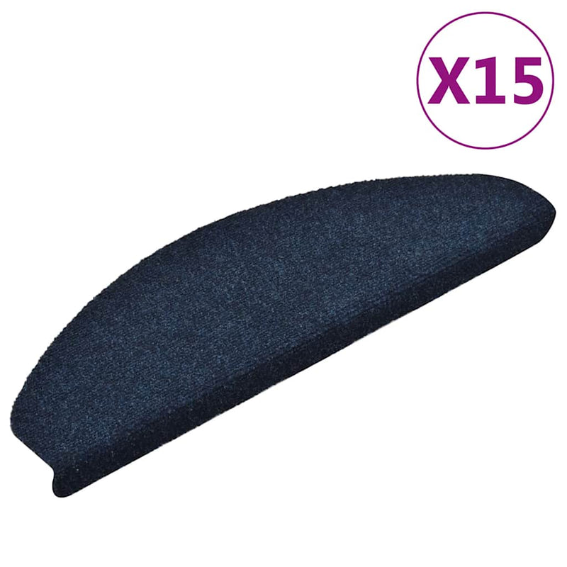 Vidaxl trapmatten zelfklevend 15 stuks 65x21x4 cm marineblauw halfrond groot