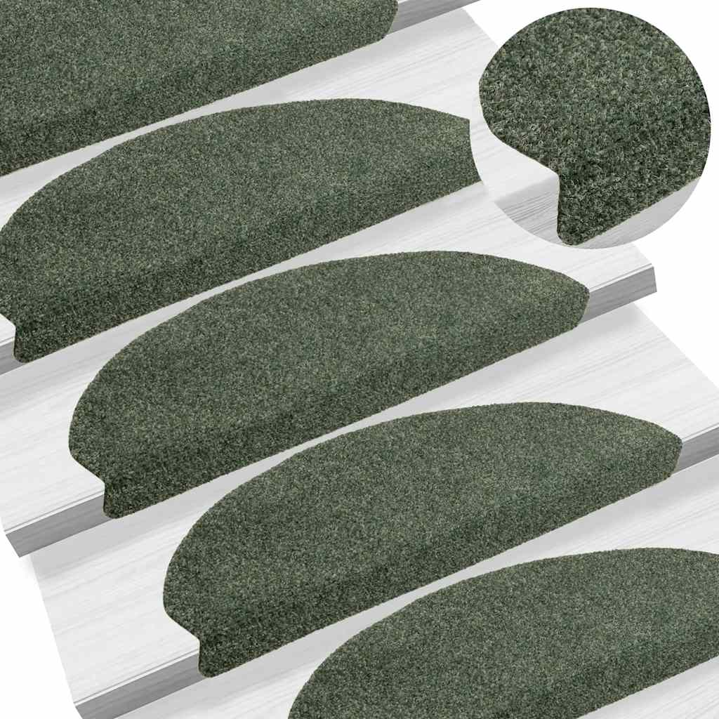 Vidaxl trapmatten zelfklevend 15 stuks 65x21x4 cm groen halfrond groot