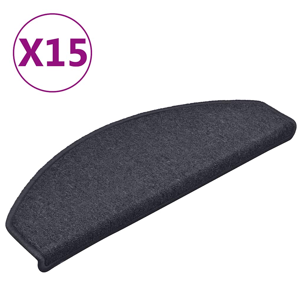 Vidaxl trapmatten 15 st 65x24x4 cm donkergrijs en blauw halfrond groot