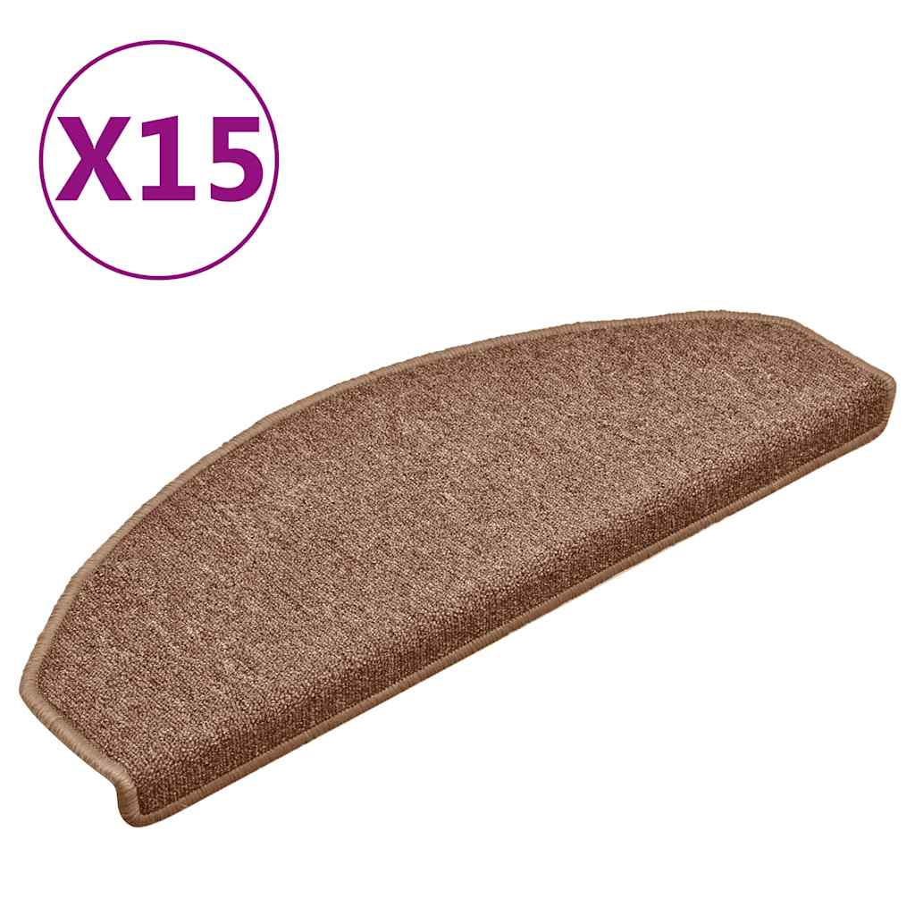 Vidaxl trapmatten 15 st 65x24x4 cm bruin halfrond groot