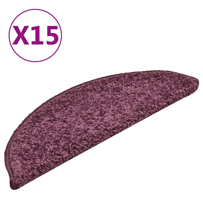 Vidaxl trapmatten 15 st 56x17x3 cm donkerpaars halfrond