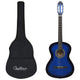 Vidaxl gitaar klassiek beginner met tas 4 4 39 blauw