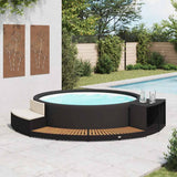 Vidaxl spa-ombouw poly rattan en acaciahout zwart - afbeelding 1