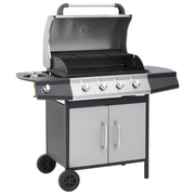 Vidaxl gasbarbecue 4+1 kookzone staal en roestvrij staal zwart zilver - afbeelding 1