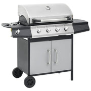 Vidaxl gasbarbecue 4+1 kookzone staal en roestvrij staal zwart zilver - afbeelding 2