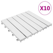 VidaXL Terrastegels 10 st 30x30 cm massief acaciahout wit - afbeelding 1