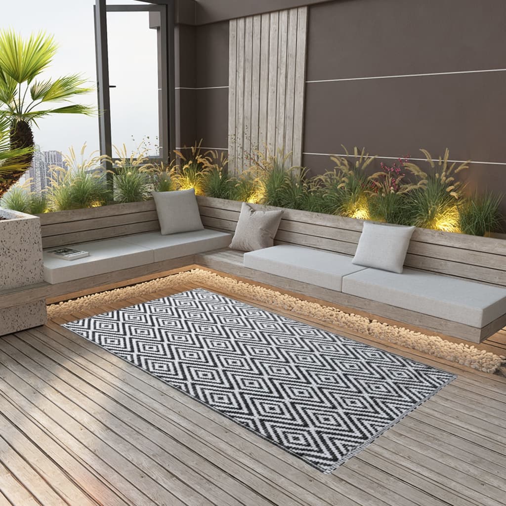 Vidaxl buitenkleed arakil 80x150 cm pp wit en zwart