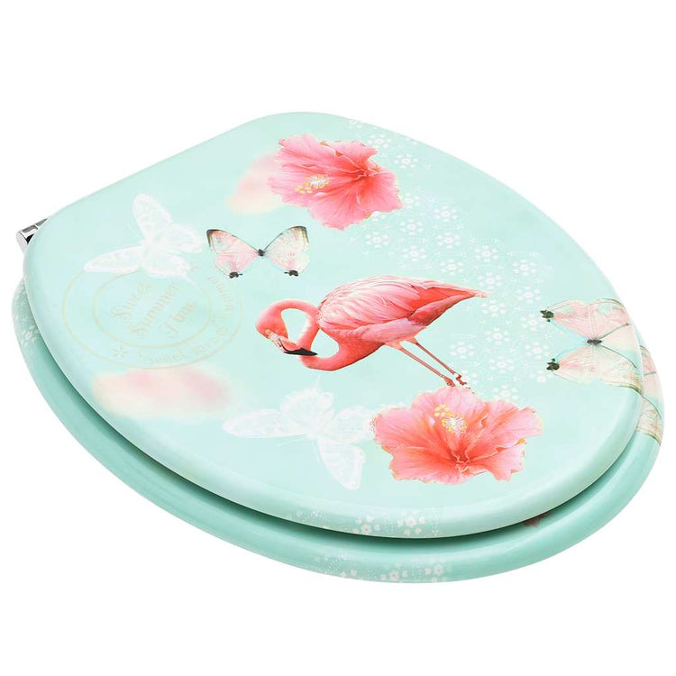 Vidaxl toiletbrillen met deksel 2 st flamingo mdf