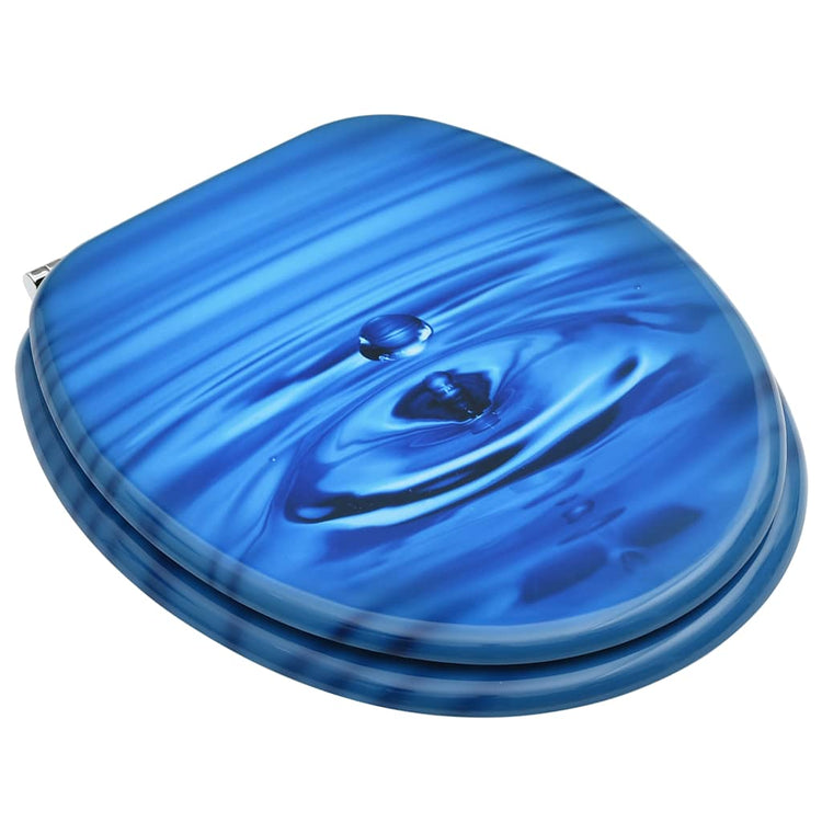 Vidaxl toiletbrillen met deksel 2 st waterdruppel mdf blauw