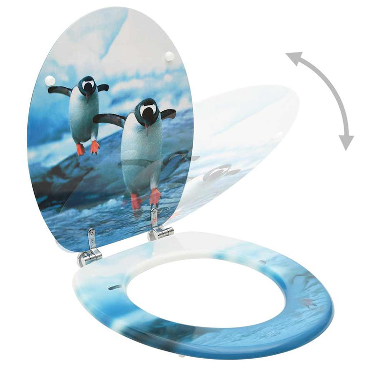 Vidaxl toiletbrillen met deksel 2 st pinguïn mdf
